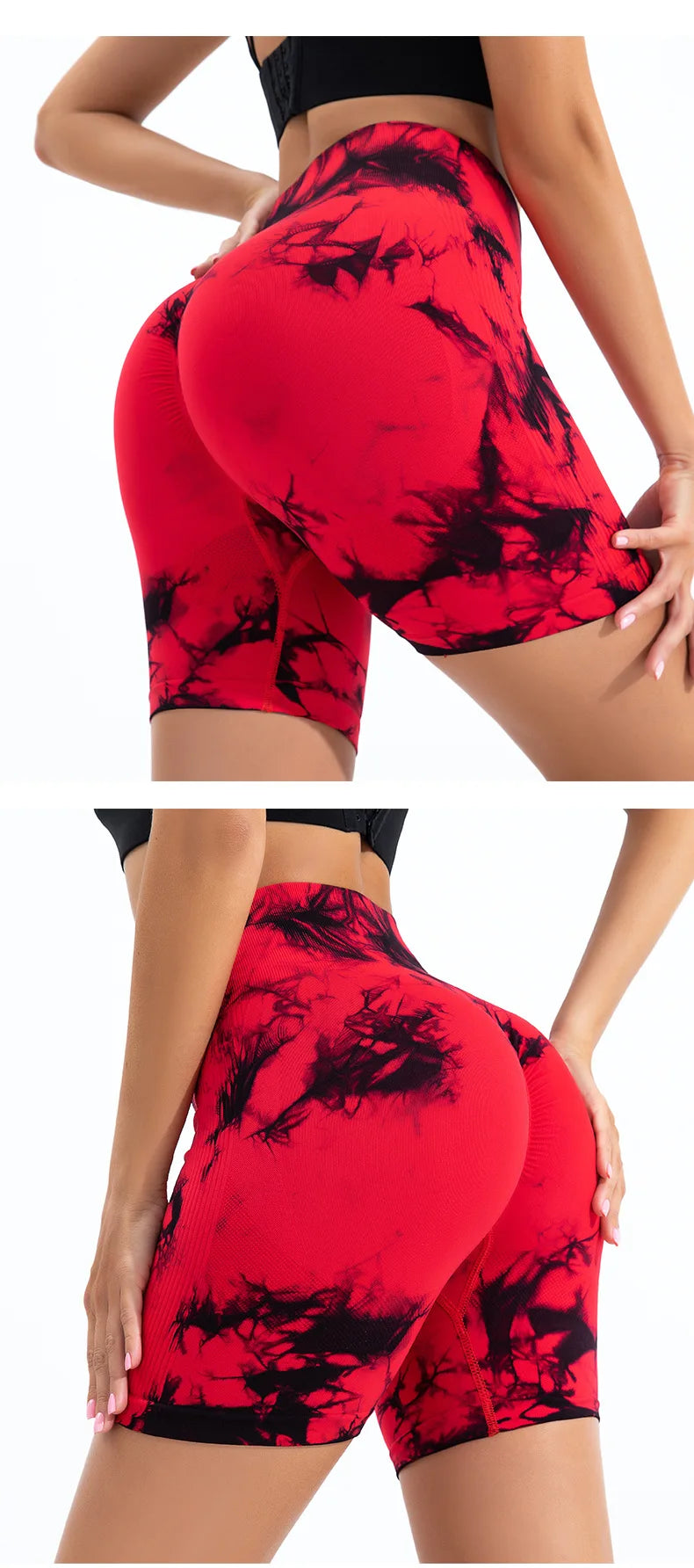 Women's High-Waist Butt Lift Shorts – Seamless, Tie-Dye, Gym & Workout Wear