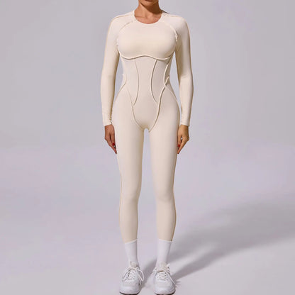 Long-Sleeve One-Piece Yoga Jumpsuit – Quick-Dry Gym & Fitness Wear