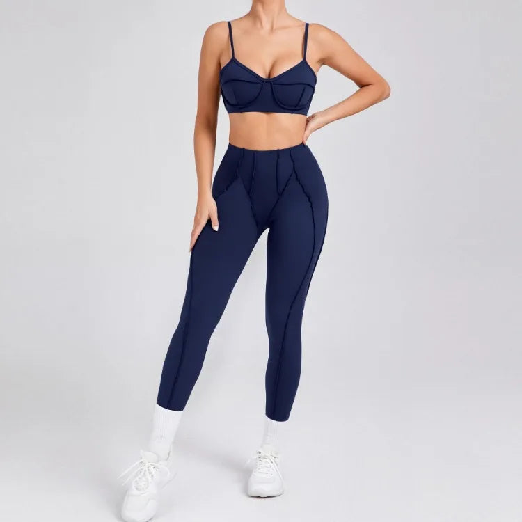 Seamless High-Waist Yoga Set with Hip-Lifting Leggings and Backless Bra