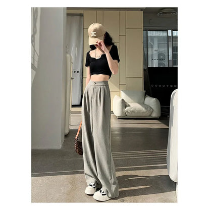 Wrinkle-Texture Wide Leg Trousers