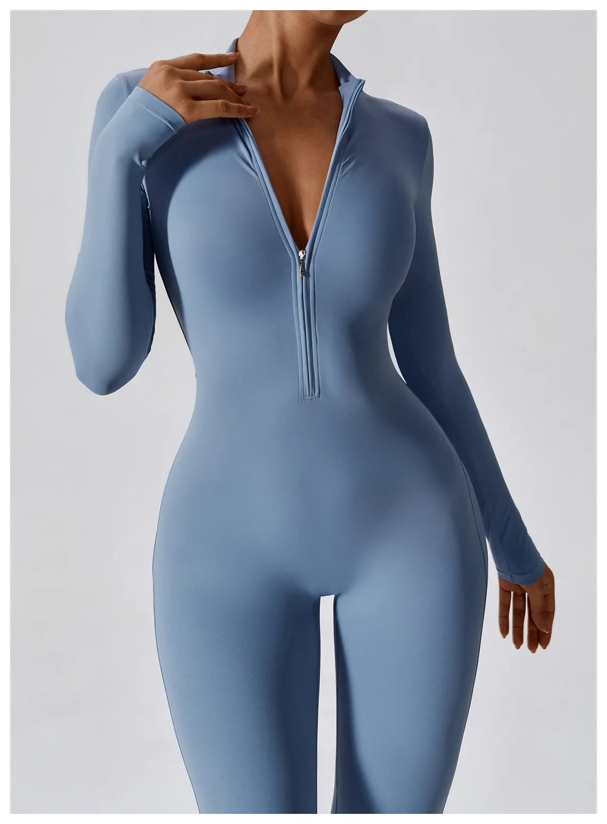 One-piece Long Sleeved Zipper Jumpsuit Skin-tigh Sportswear