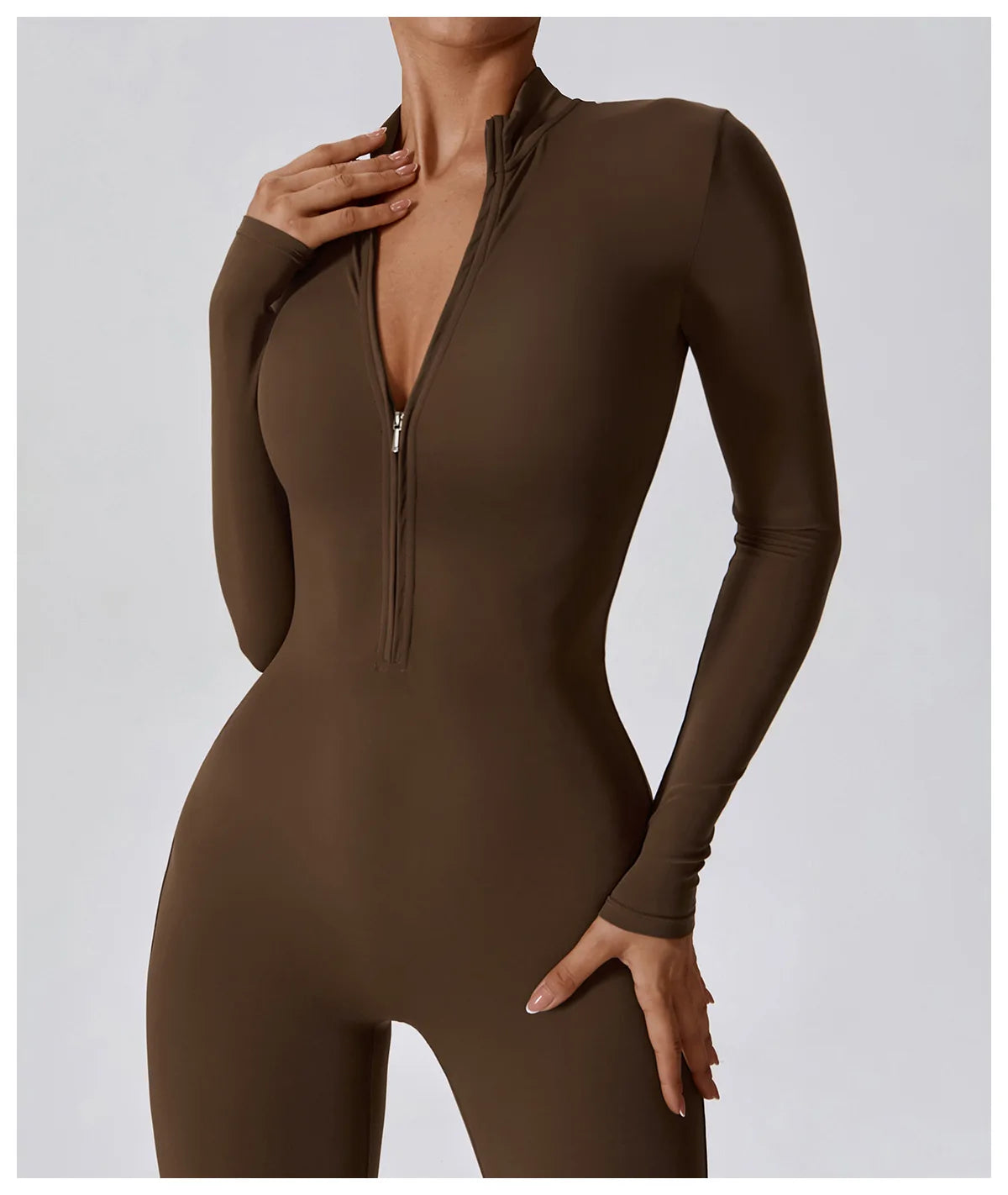 One-piece Long Sleeved Zipper Jumpsuit Skin-tigh Sportswear