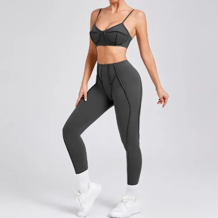 Seamless High-Waist Yoga Set with Hip-Lifting Leggings and Backless Bra