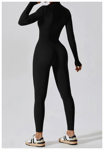 One-piece Long Sleeved Zipper Jumpsuit Skin-tigh Sportswear