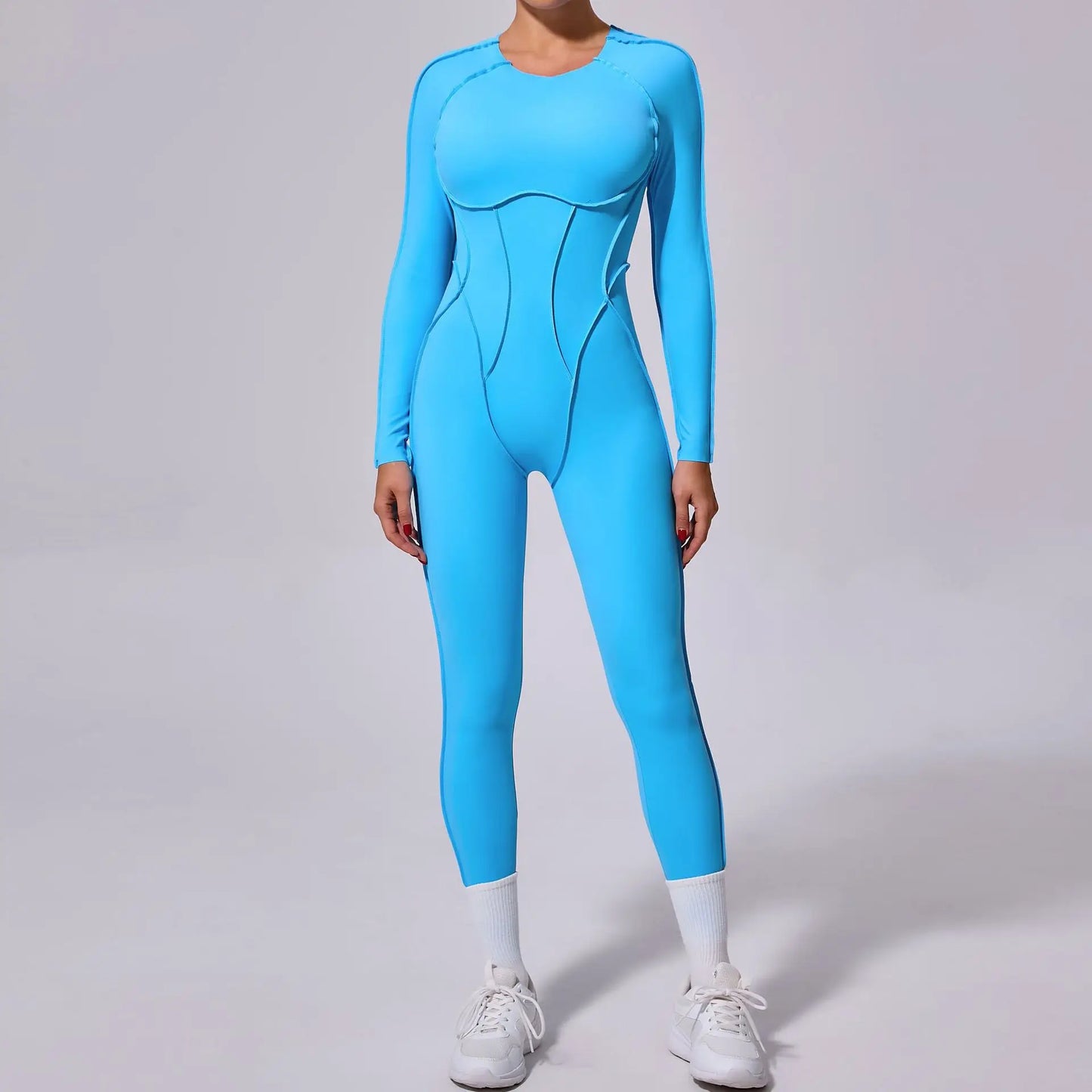 Long-Sleeve One-Piece Yoga Jumpsuit – Quick-Dry Gym & Fitness Wear