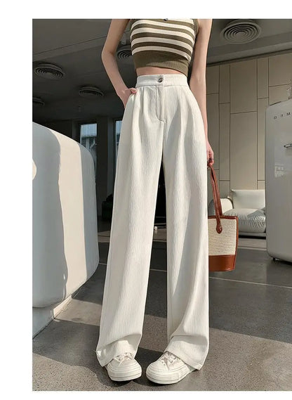 Wrinkle-Texture Wide Leg Trousers