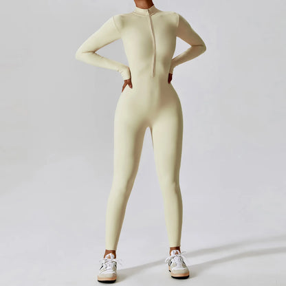 One-piece Long Sleeved Zipper Jumpsuit Skin-tigh Sportswear