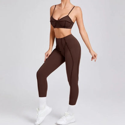 Seamless High-Waist Yoga Set with Hip-Lifting Leggings and Backless Bra