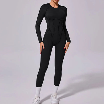 Long-Sleeve One-Piece Yoga Jumpsuit – Quick-Dry Gym & Fitness Wear