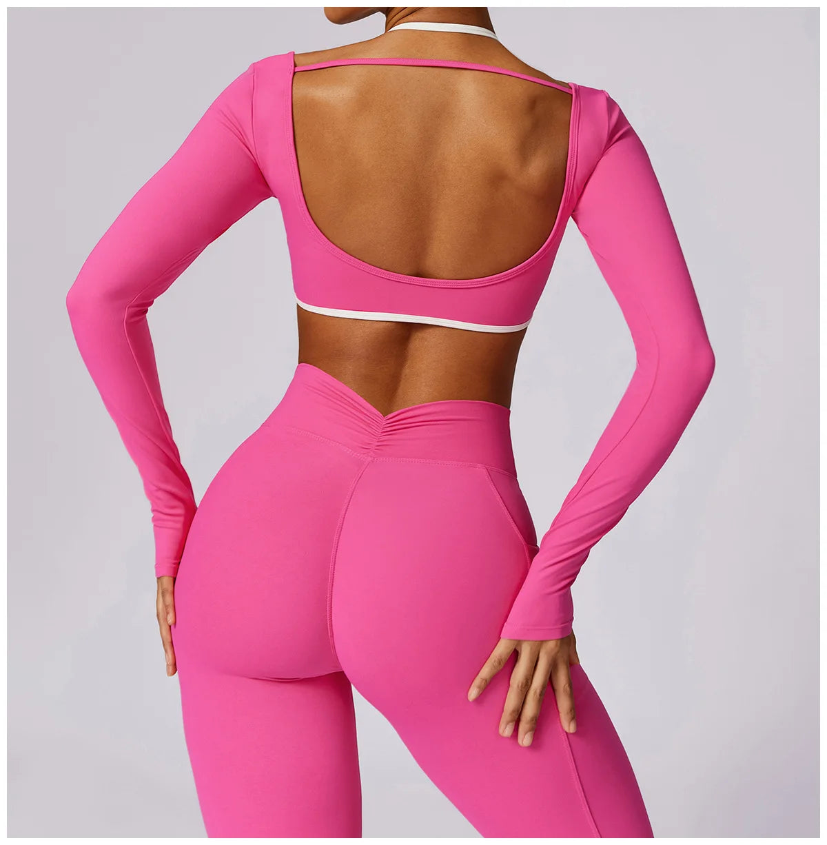 2-Piece Backless Gym Set – Quick-Dry Leggings & Fitness Top