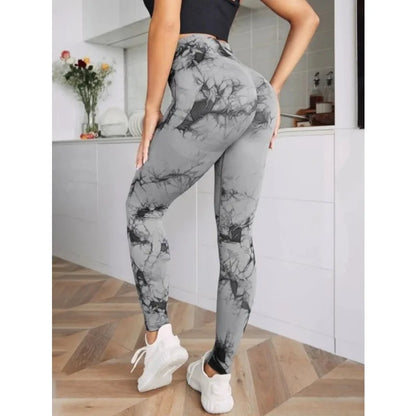 Women's Seamless High-Waist Leggings – Tie-Dye, Hip-Lifting, Yoga & Fitness Tights