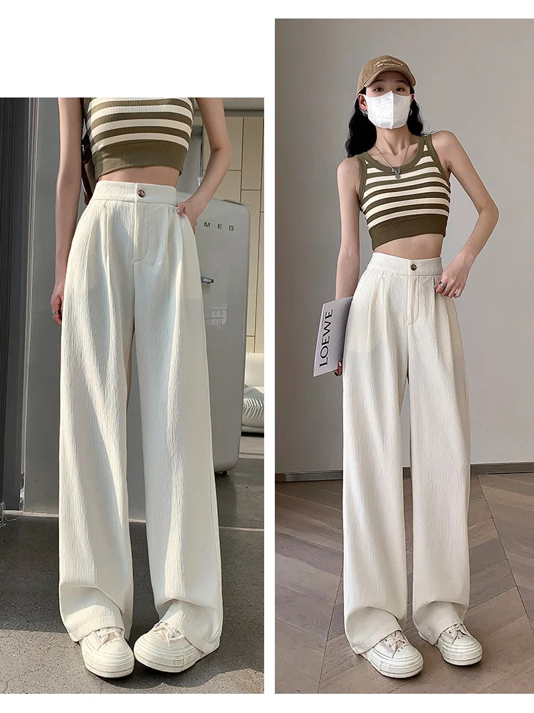 Wrinkle-Texture Wide Leg Trousers