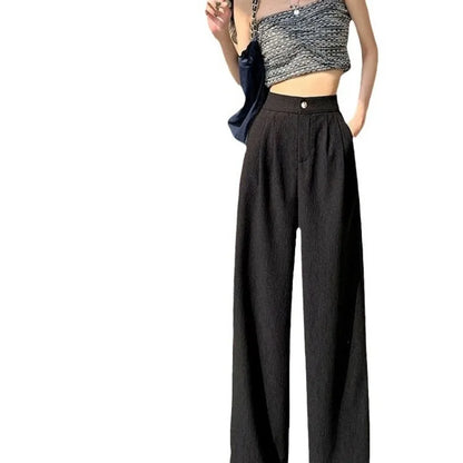 Wrinkle-Texture Wide Leg Trousers