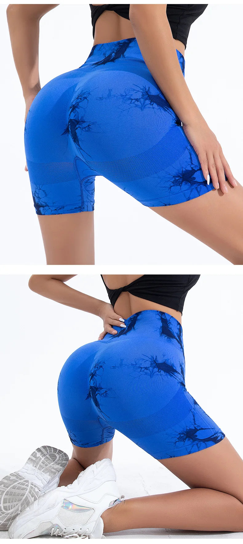 Women's High-Waist Butt Lift Shorts – Seamless, Tie-Dye, Gym & Workout Wear