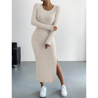 Knitted Stripe Casual Long Dress