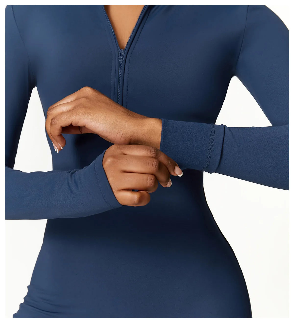 Zip-Up Long Sleeve Yoga Romper One-Piece Fitness Jumpsuit