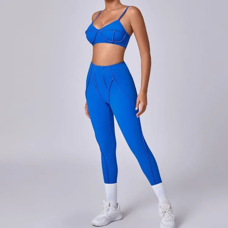 Seamless High-Waist Yoga Set with Hip-Lifting Leggings and Backless Bra