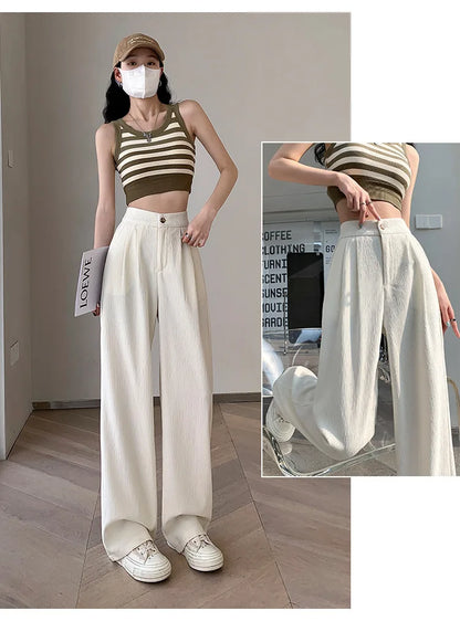 Wrinkle-Texture Wide Leg Trousers