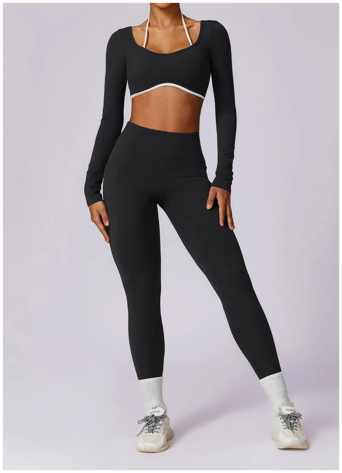 2-Piece Backless Gym Set – Quick-Dry Leggings & Fitness Top