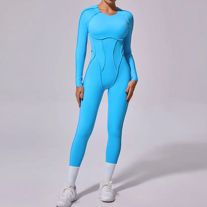 Long-Sleeve One-Piece Yoga Jumpsuit – Quick-Dry Gym & Fitness Wear