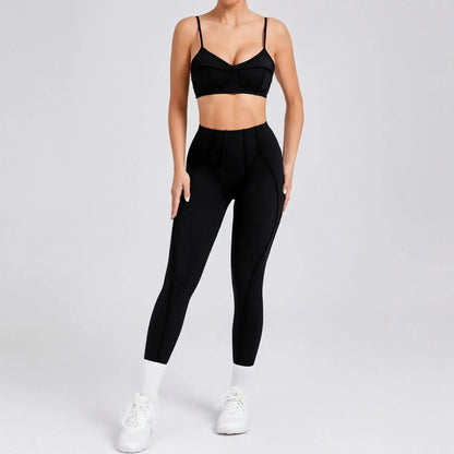 Seamless High-Waist Yoga Set with Hip-Lifting Leggings and Backless Bra