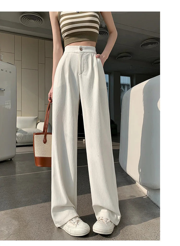 Wrinkle-Texture Wide Leg Trousers