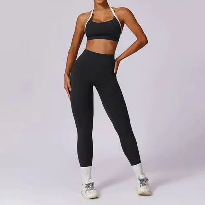 2-Piece Backless Gym Set – Quick-Dry Leggings & Fitness Top