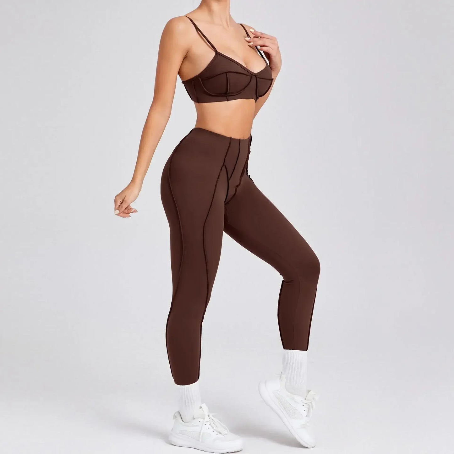 Seamless High-Waist Yoga Set with Hip-Lifting Leggings and Backless Bra