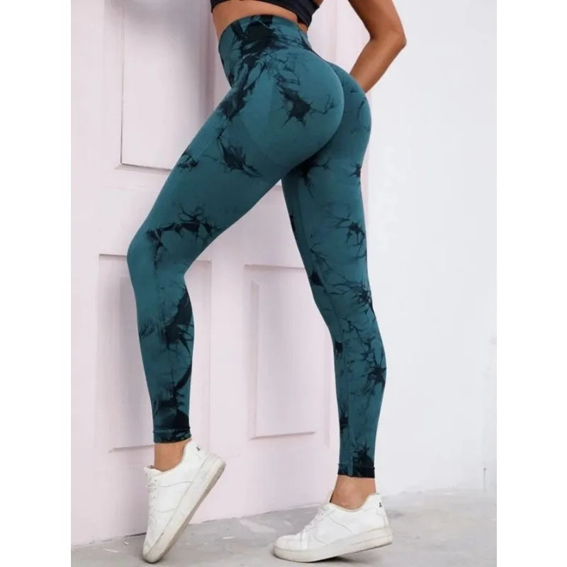 Women's Seamless High-Waist Leggings – Tie-Dye, Hip-Lifting, Yoga & Fitness Tights