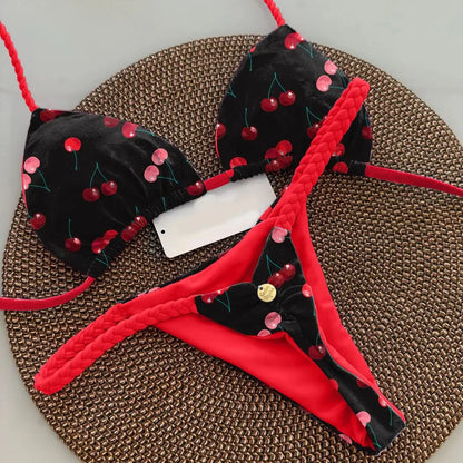 Women's Bikini Split Print Swimwear Fashion G-string Beach