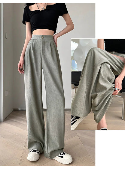 Wrinkle-Texture Wide Leg Trousers