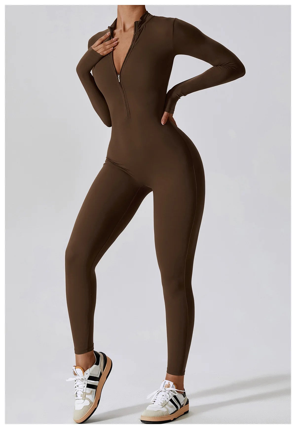 One-piece Long Sleeved Zipper Jumpsuit Skin-tigh Sportswear