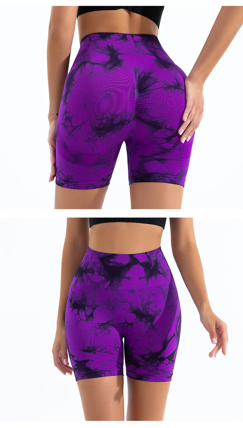 Women's High-Waist Butt Lift Shorts – Seamless, Tie-Dye, Gym & Workout Wear