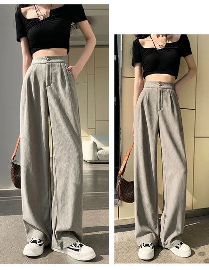 Wrinkle-Texture Wide Leg Trousers