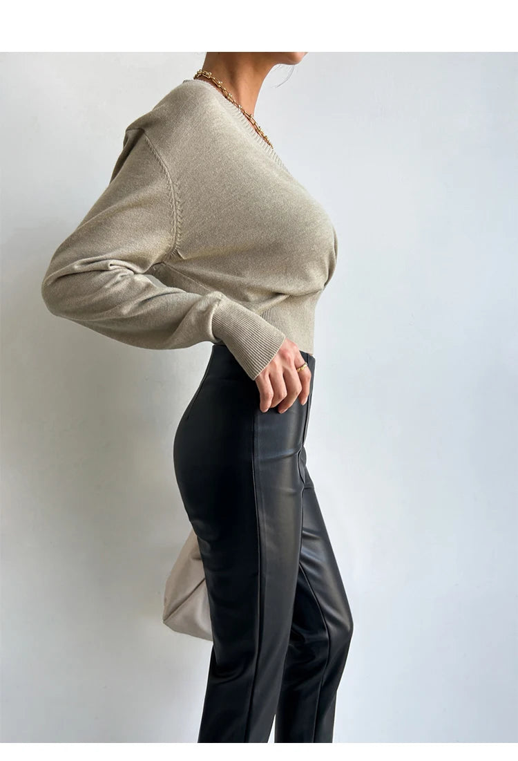 High Waist PU Leather Pencil Pants